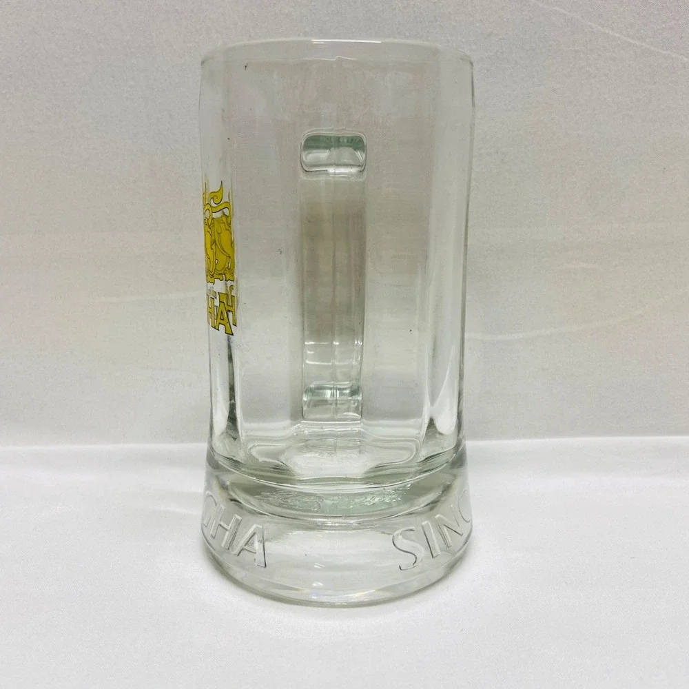 Singha Beer Mug Original Thailand Glass Collectible 12oz Drink ware GUC